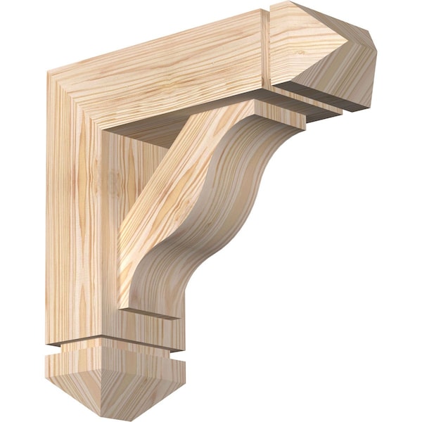 Ekena Millwork Funston Arts and Crafts Smooth Bracket w/ Offset Brace, Douglas Fir, 5 1/2"W x 16"D x 16"H BKT0604X16X16FST03SDF - main